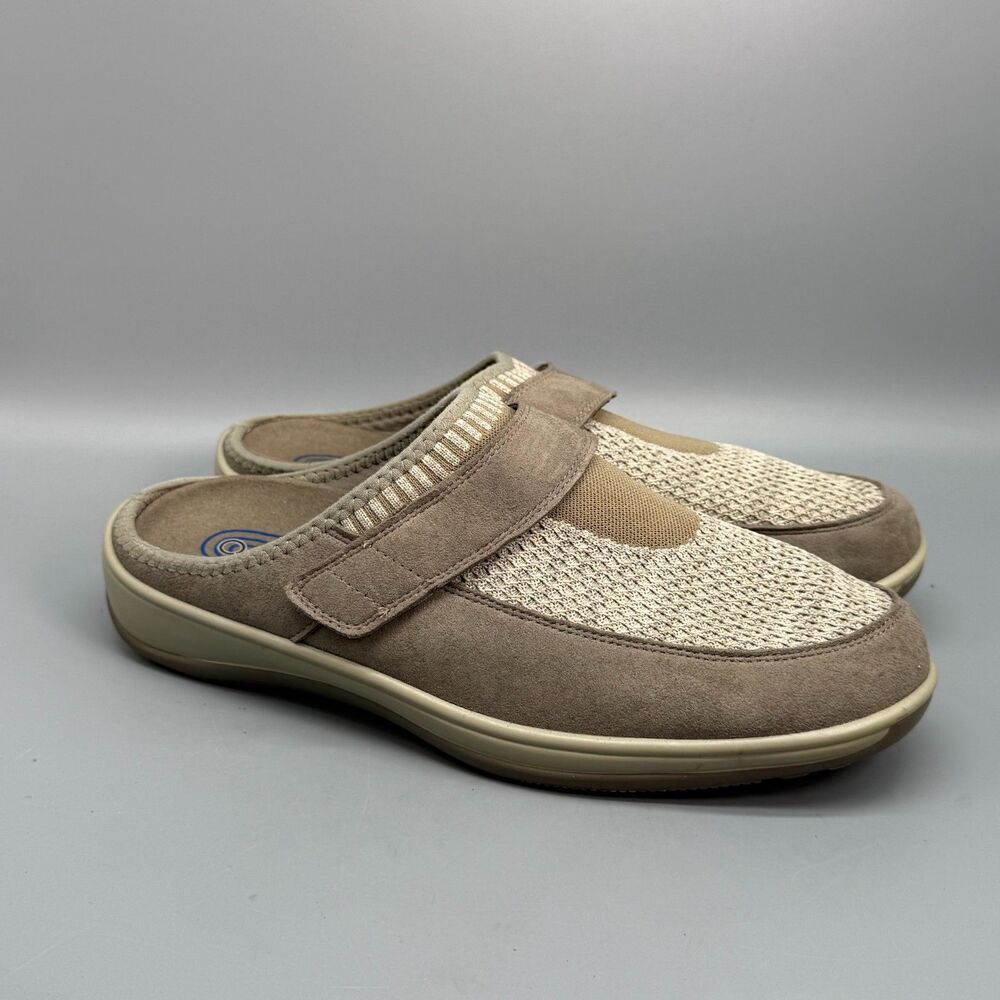 Orthofeet Louise Women's 11 Brown Stretch Knit Mules Slip-On Round Toe Comfort